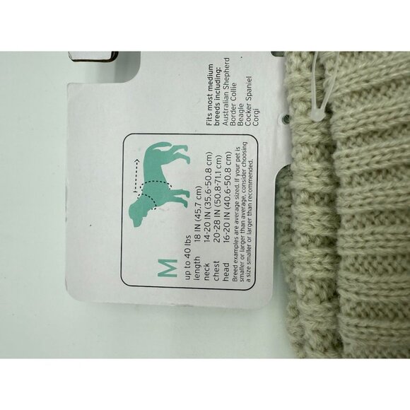 Boots & Barkley Cream cable Knit Turtleneck Dog Sweater & collar Size medium - Picture 6 of 7
